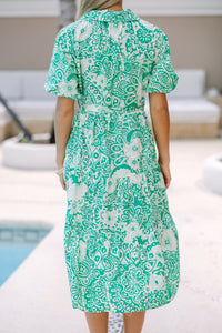 There You Go Green Floral Midi Dress