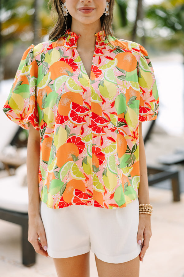 Find You Well Orange Floral Blouse