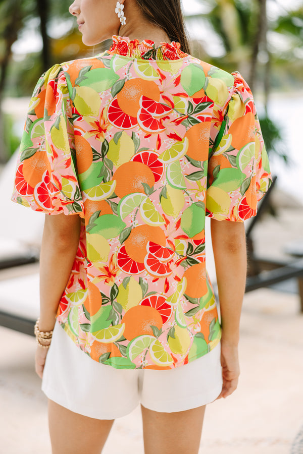 vibrant blouses, bold blouses, spring blouses, fruit prints 
