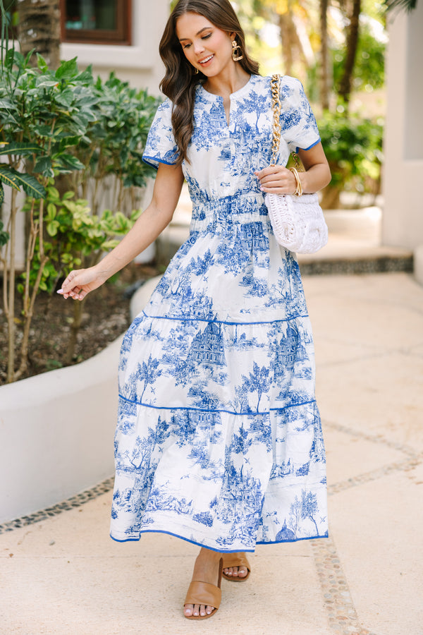 Share Your Happiness Blue Floral Maxi Dress