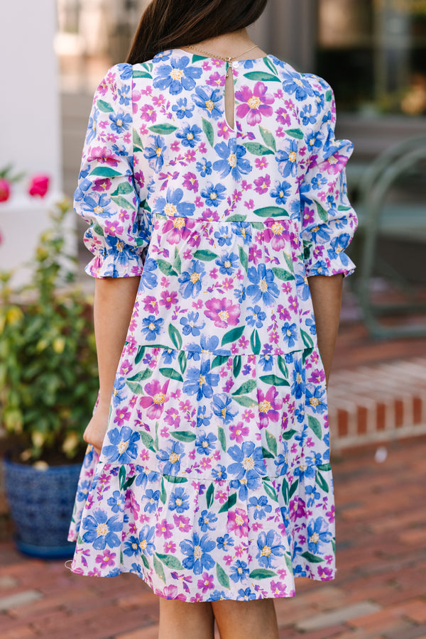 Girls: Hoping For Fun Blue Floral Dress