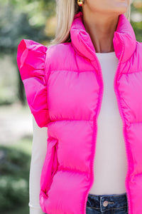 See You There Hot Pink Ruffled Vest