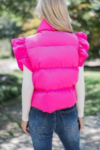 See You There Hot Pink Ruffled Vest