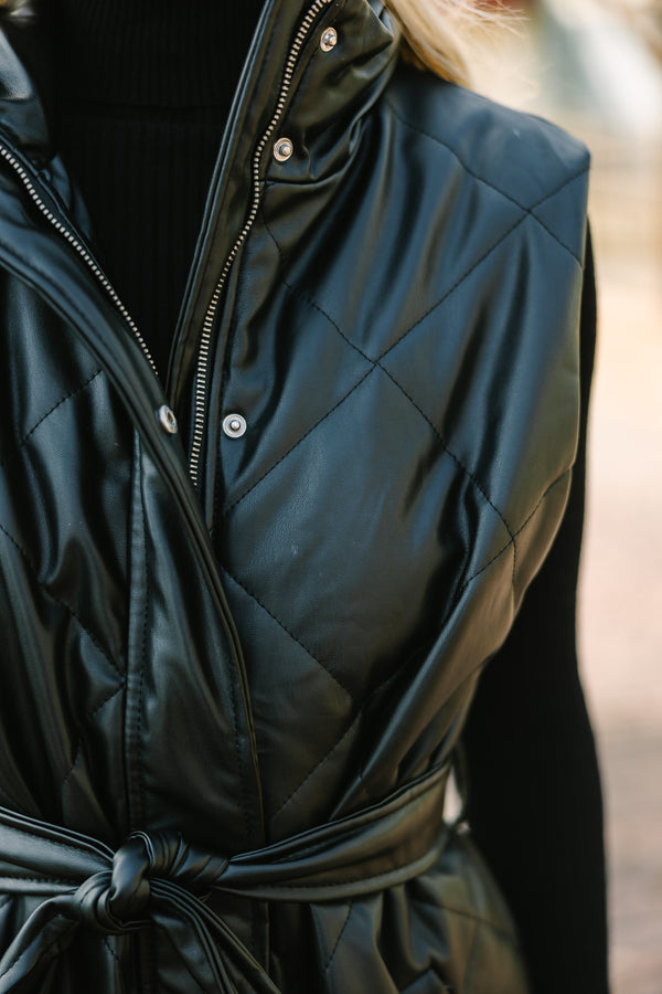 Living On The Edge Black Faux Leather Vest