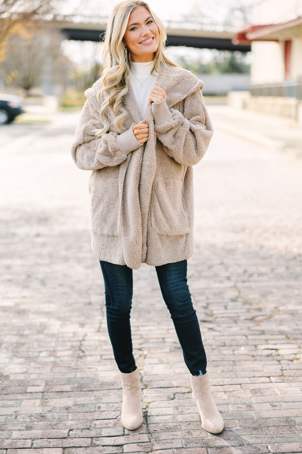 All An Act Taupe Brown Faux Fur Jacket – Shop the Mint