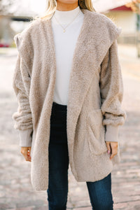 All An Act Taupe Brown Faux Fur Jacket