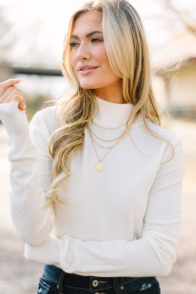 トップス RAINMAKER FLEECE MOCK NECK SHIRT Ivory 111572.Talk-Soon-Ivory-White-