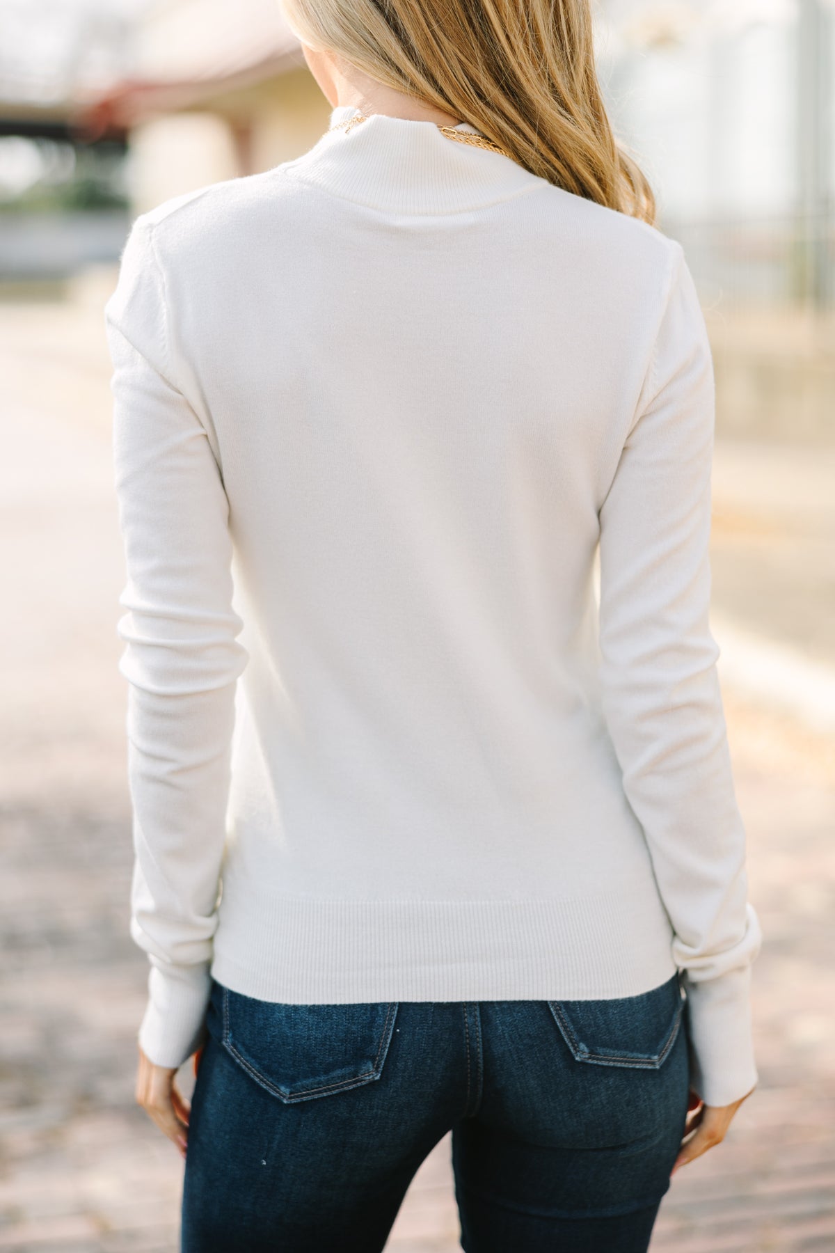 Talk Soon Ivory White Mock Neck Top – Shop the Mint