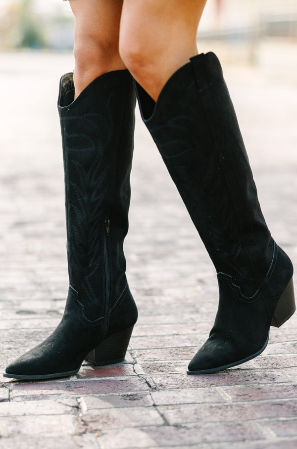 Happy Place Black Western Suede Boots – Shop the Mint
