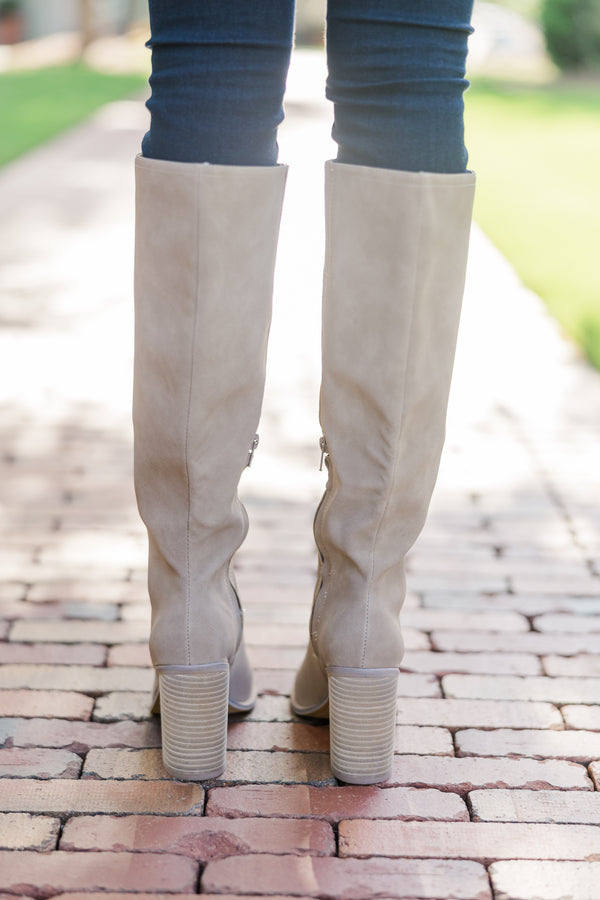 Get In Line Taupe Boots