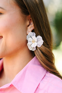 Never Change White Flower Earrings