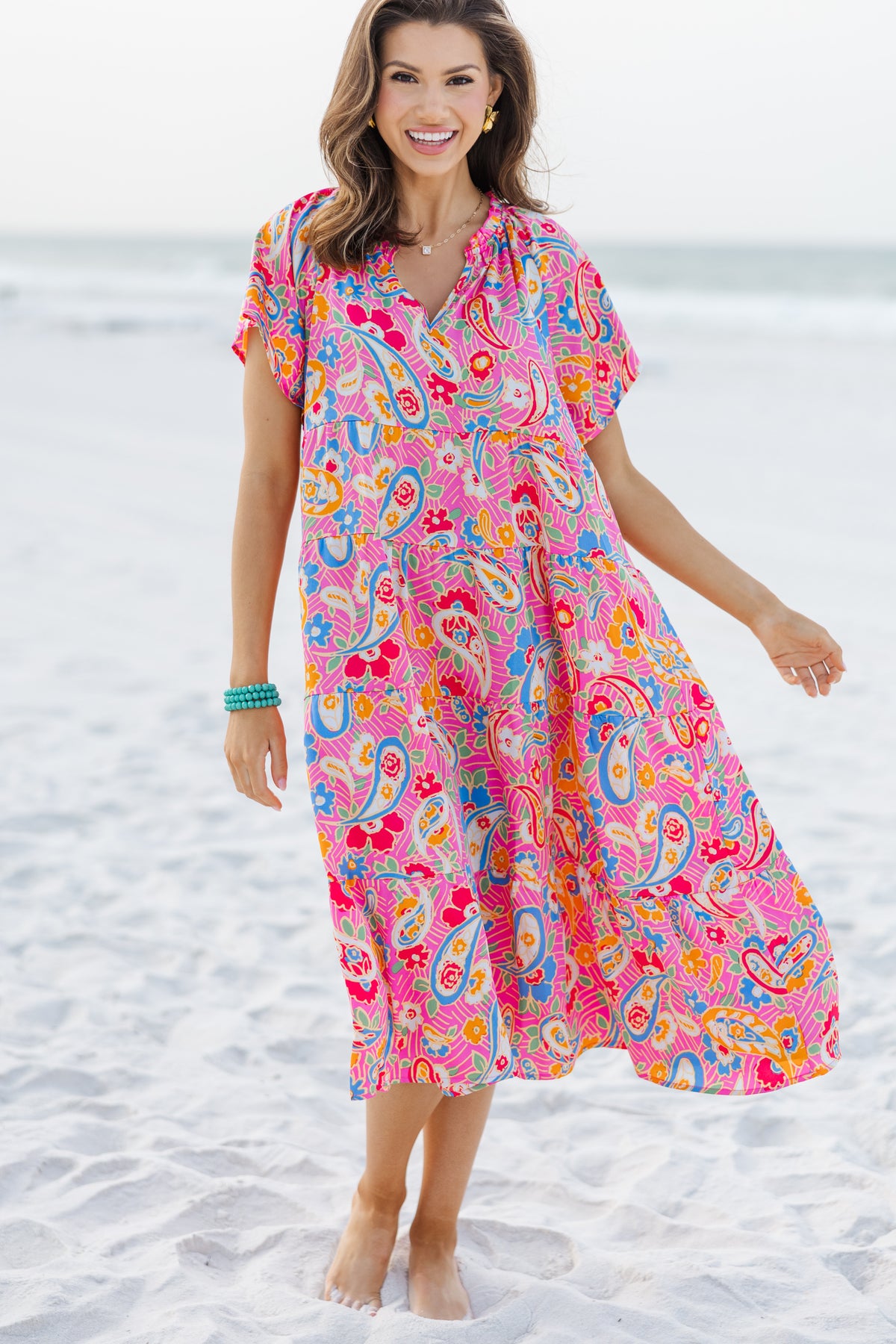 Dreaming Of You Hot Pink Floral Mid Dress – Shop the Mint