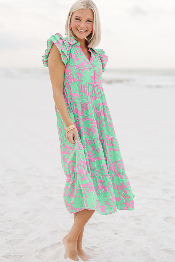 What You Need Sea Green Floral Midi Dress Shop the Mint What You Need Sea Green Floral Midi Dress Shop the Mint