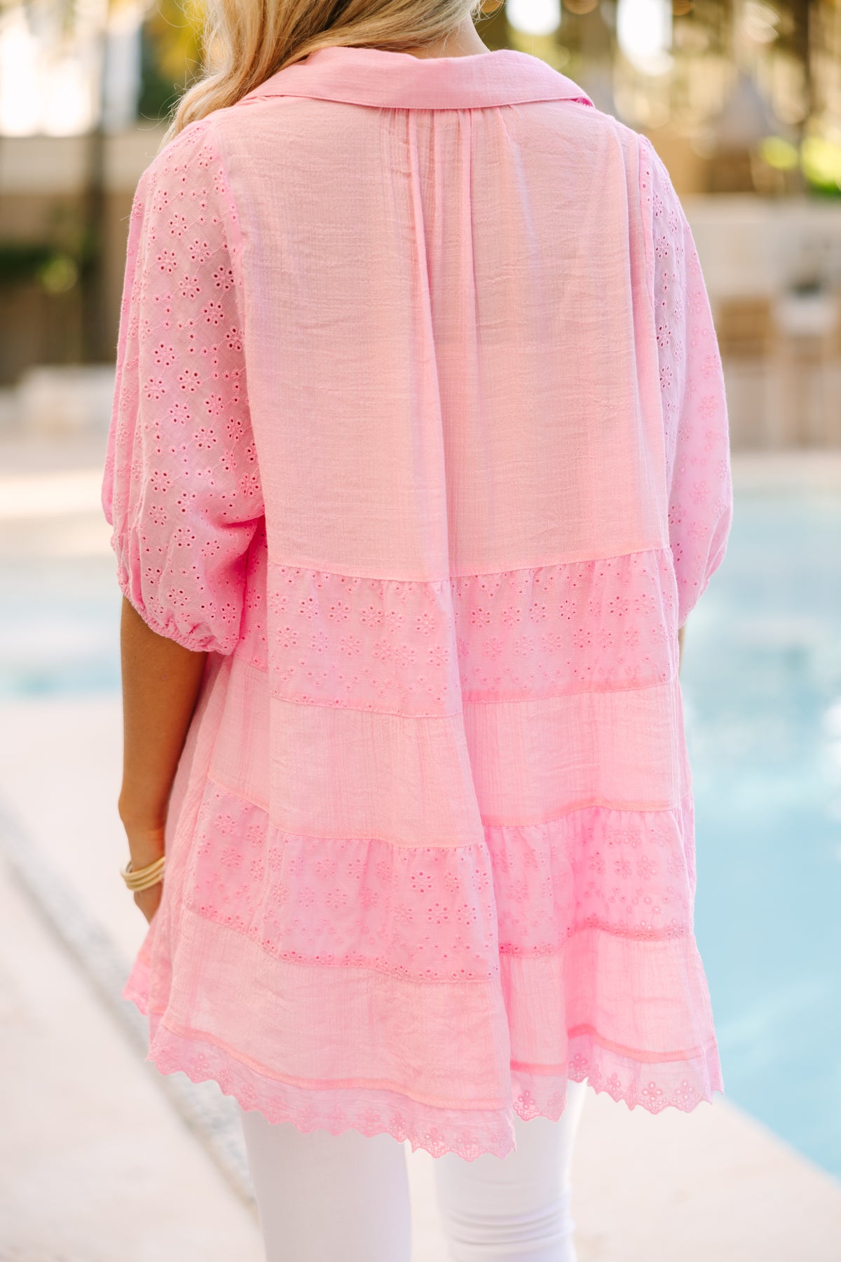 See You There Bubblegum Pink Eyelet Tunic – Shop the Mint