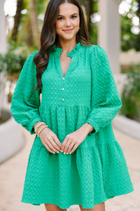 All Up To You Green Textured Dress