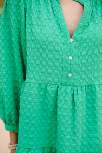 All Up To You Green Textured Dress
