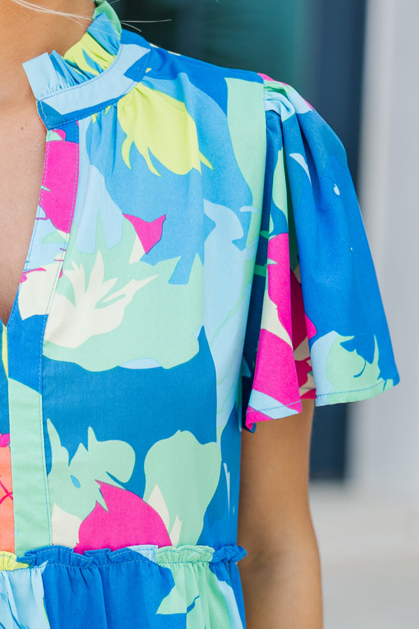 short cute dresses for summer Happy Days Blue Floral Babydoll Dress – Shop the Mint
