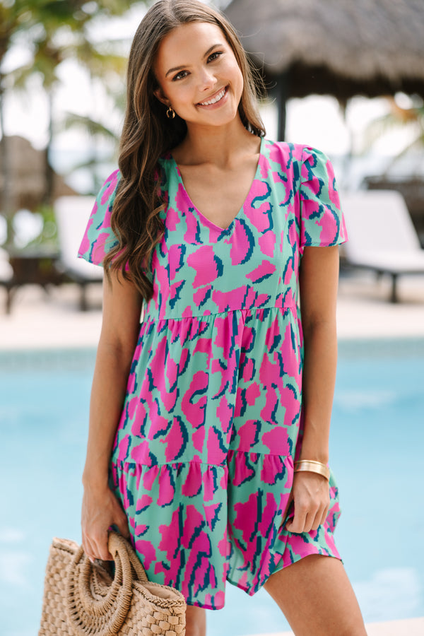 I See The Light Emerald Green Leopard Babydoll Dress Shop the Mint I See The Light Emerald Green Leopard Babydoll Dress Shop the Mint