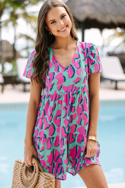 I See The Light Emerald Green Leopard Babydoll Dress  Shop the Mint