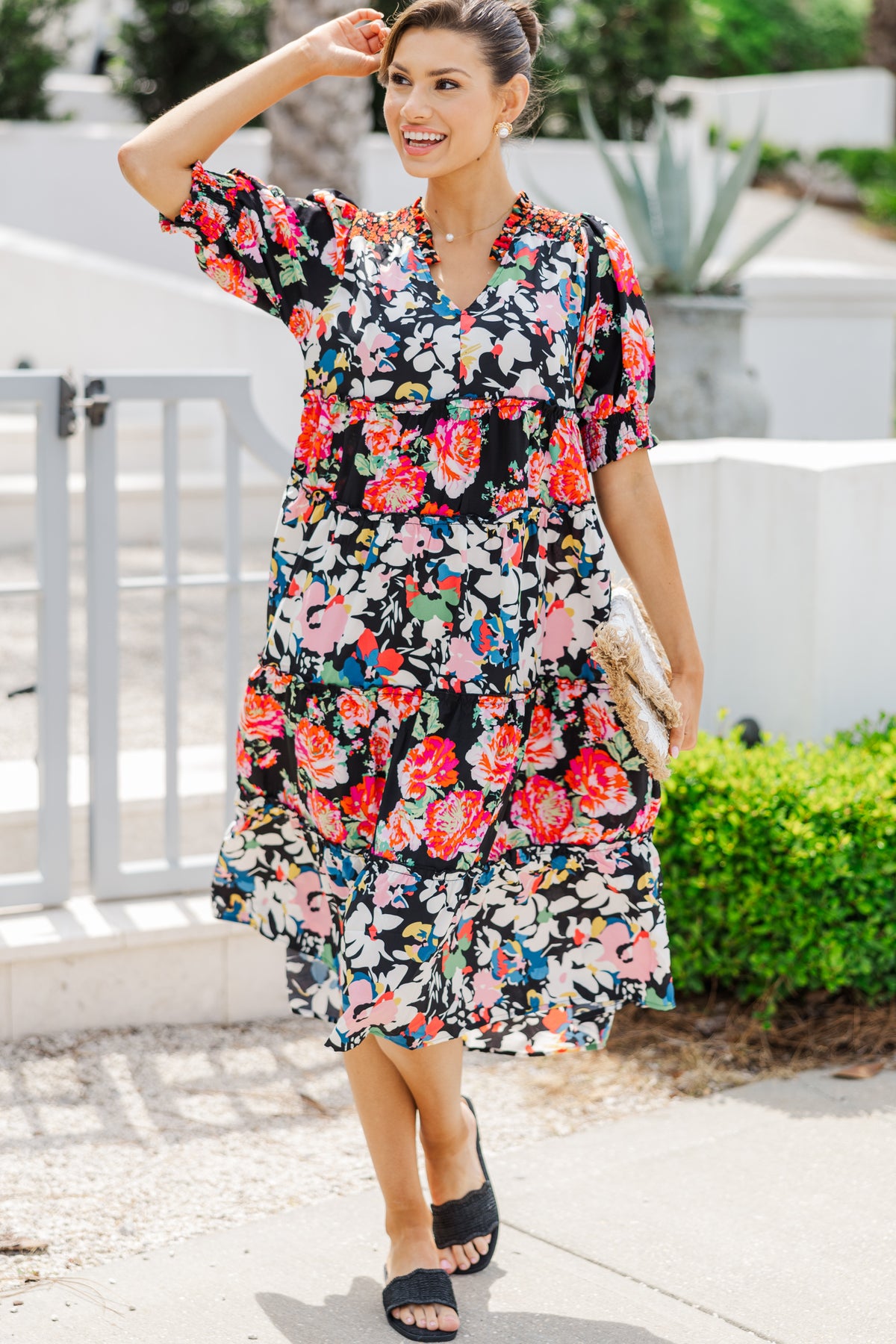 Just A Dream Black Floral Midi Dress – Shop the Mint