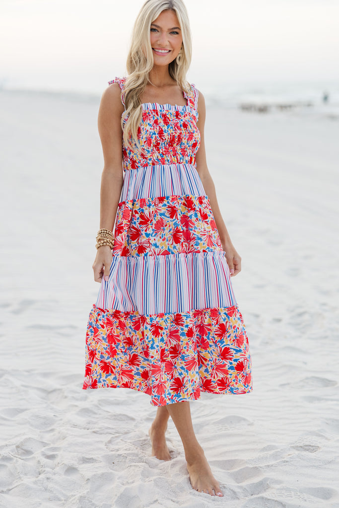 Just For Us Red Mixed Print Midi Dress – Shop the Mint