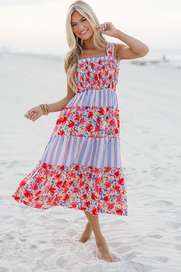 Just For Us Red Mixed Print Midi Dress Shop the Mint Just For Us Red Mixed Print Midi Dress Shop the Mint