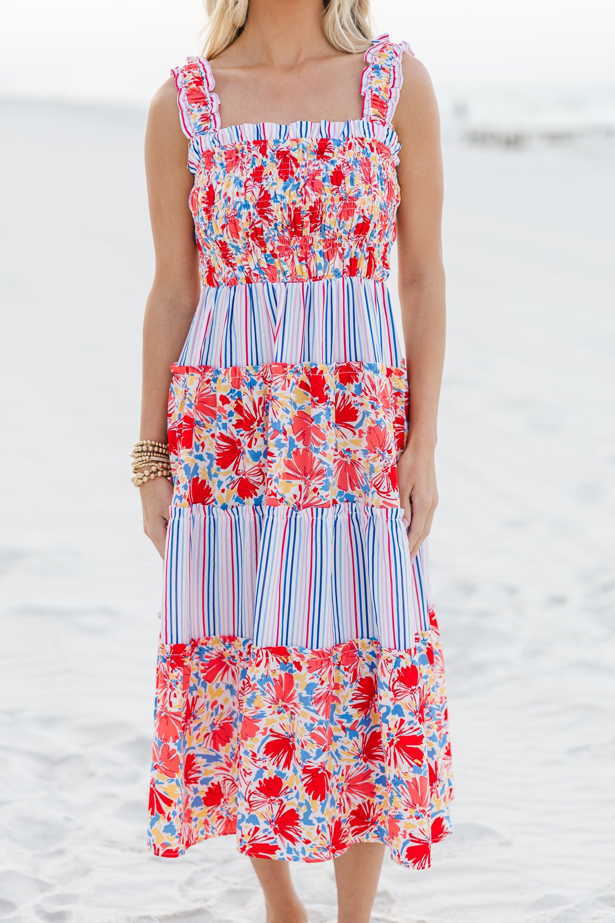 Just For Us Red Mixed Print Midi Dress – Shop the Mint