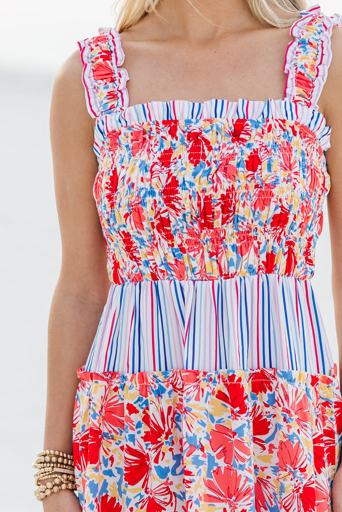 Just For Us Red Mixed Print Midi Dress – Shop the Mint