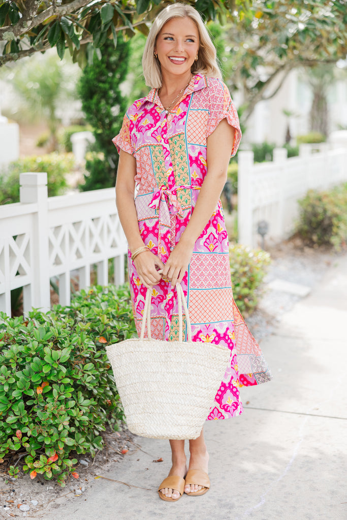 On Your Heart Pink Floral Midi Dress – Shop the Mint