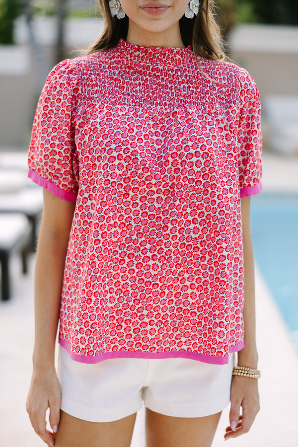Speaking Truth Pink Ditsy Floral Blouse