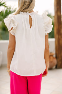 Getting Closer Champagne Ruffled Blouse