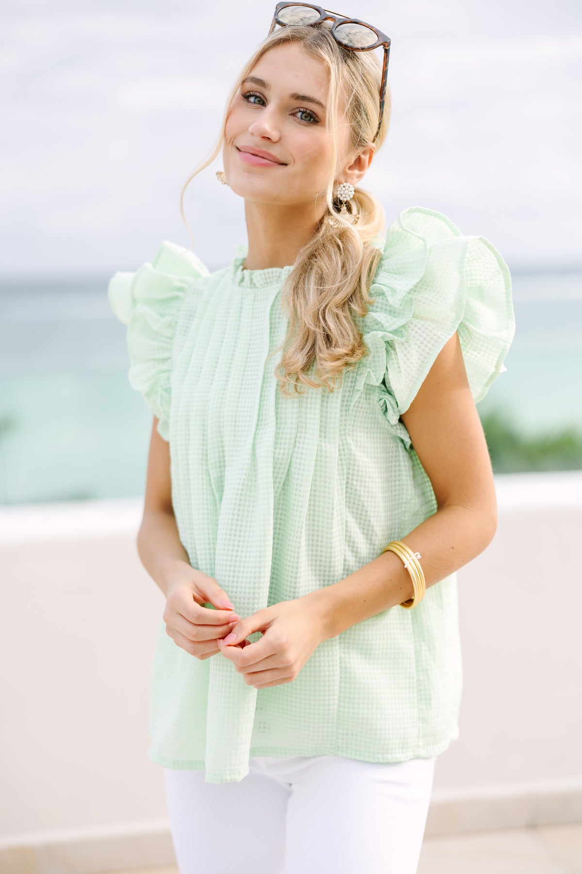 み*様 sovisoon romantic frill blouse mint Getting Closer Mint Green Ruffled Blouse – Shop the Mint