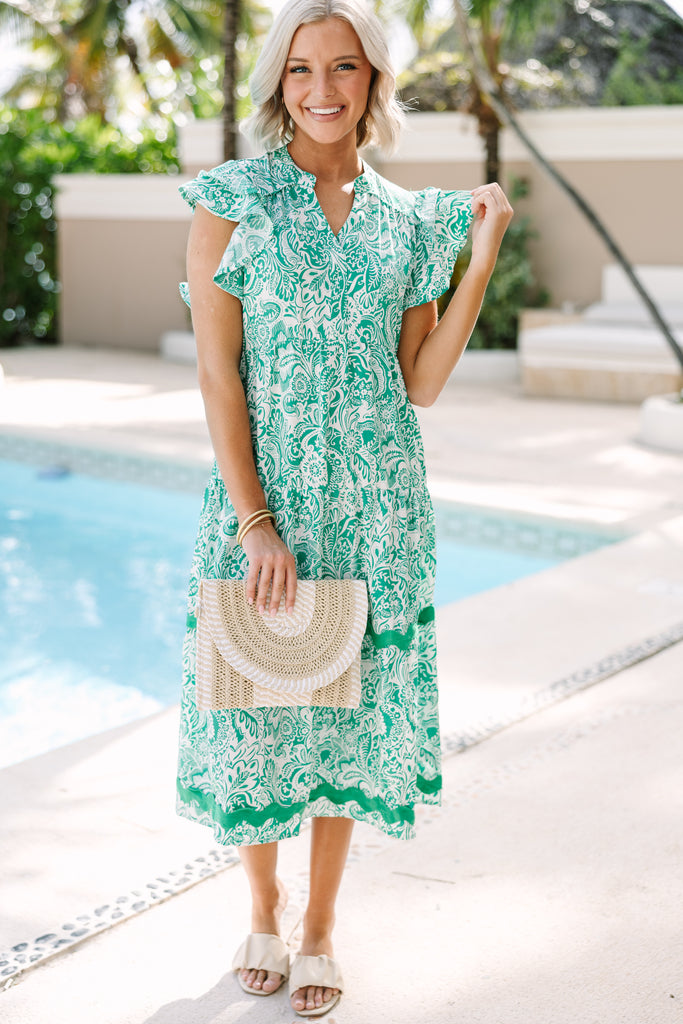 Sweet New Day Green Paisley Rickrack Midi Dress – Shop the Mint