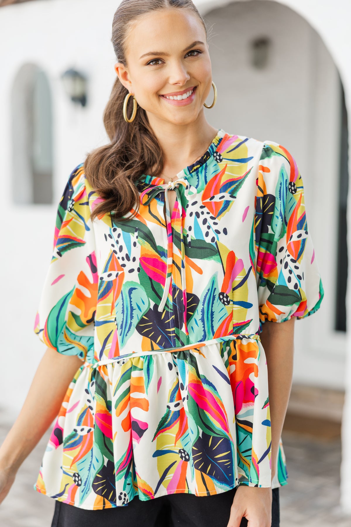 In Plain View Cream White Abstract Blouse – Shop the Mint