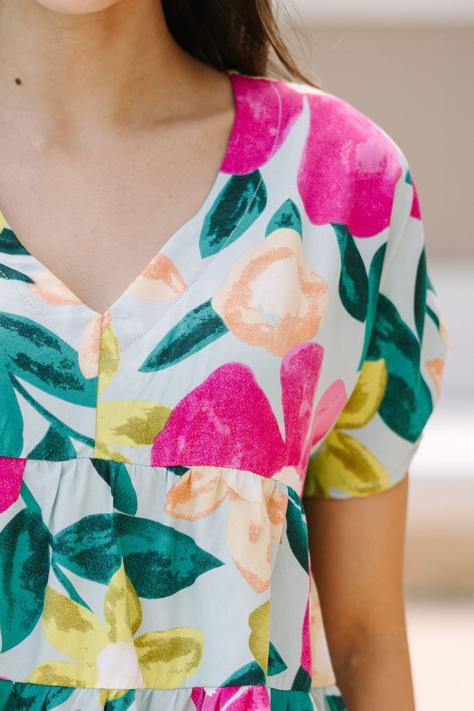 A True Beauty Mint Green Floral Babydoll Blouse – Shop the Mint