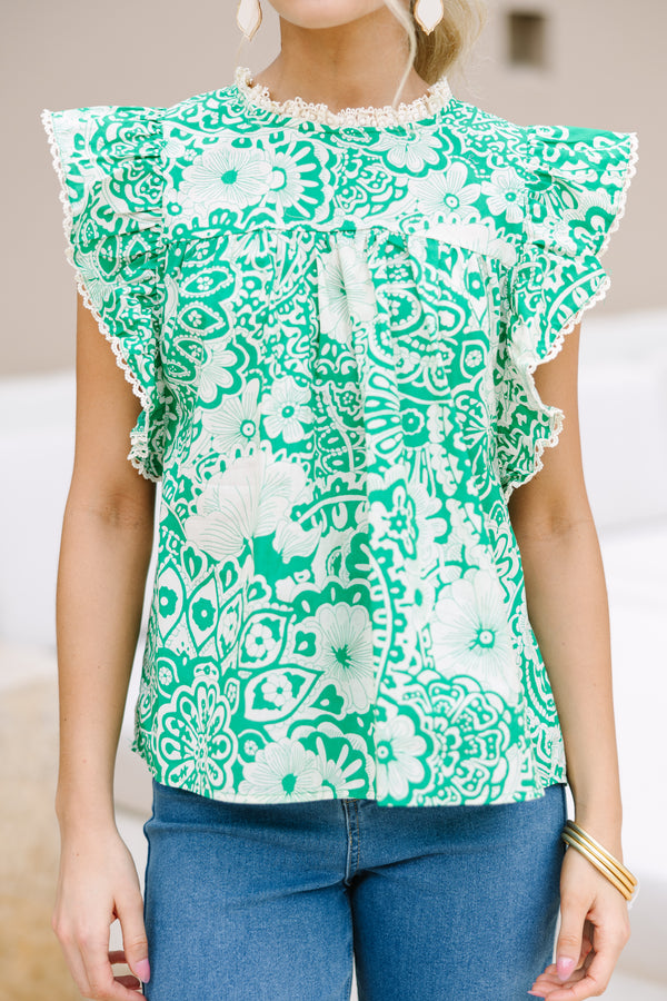 Find Your Way Green Floral Blouse
