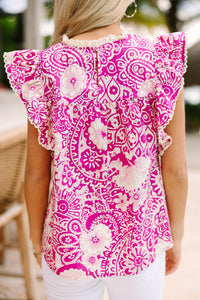 Find Your Way Magenta Pink Floral Blouse