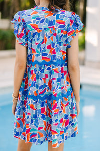 It's All For Fun Periwinkle Blue Abstract Dress