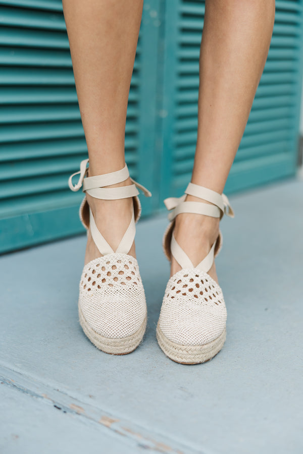 Going On Your Way Beige Espadrille Wedges