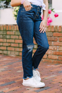 Girls: Keep Up Dark Wash Straight Leg Jeans