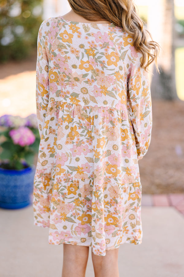 Girls: Get Moving Mustard Yellow Floral Dress Shop the Mint Girls: Get Moving Mustard Yellow Floral Dress Shop the Mint