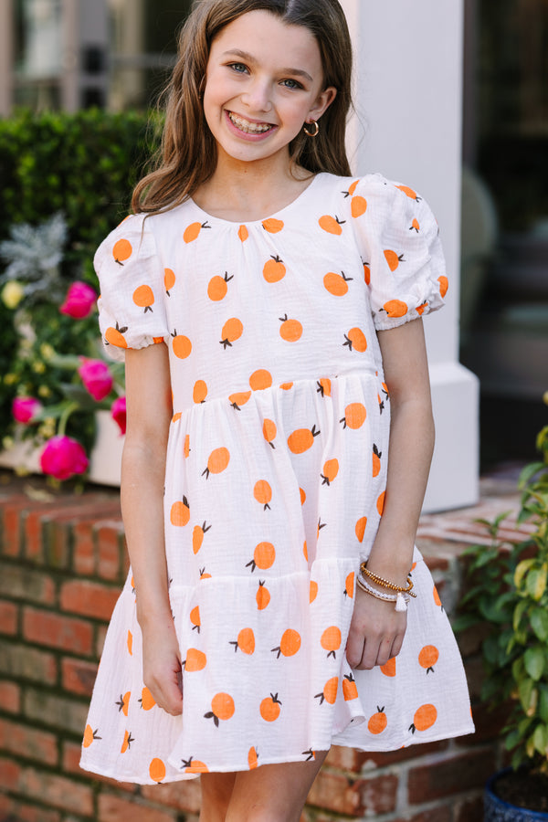Girls: Living The Dream White Orange Print Dress – Shop the Mint Girls: Living The Dream White Orange Print Dress – Shop the Mint