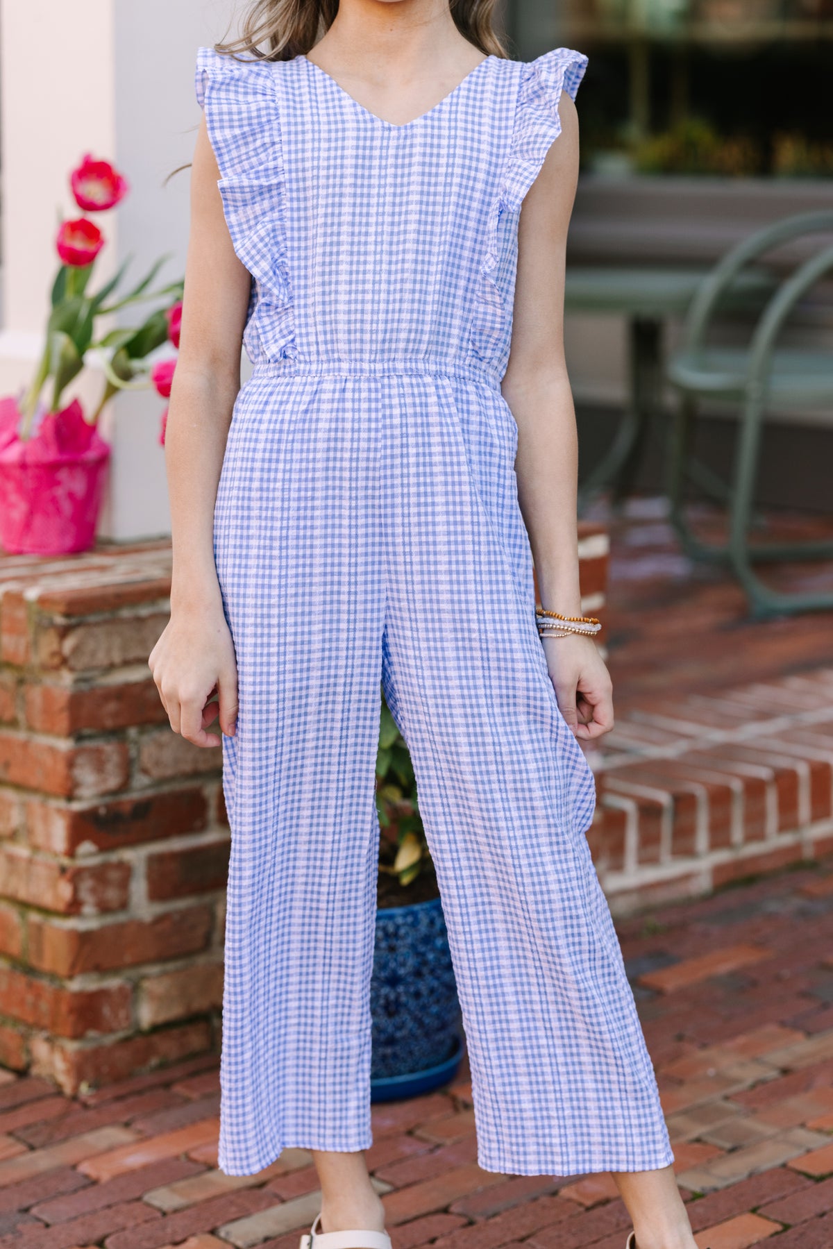 Girls: All For Love Blue Checkered Jumpsuit – Shop the Mint