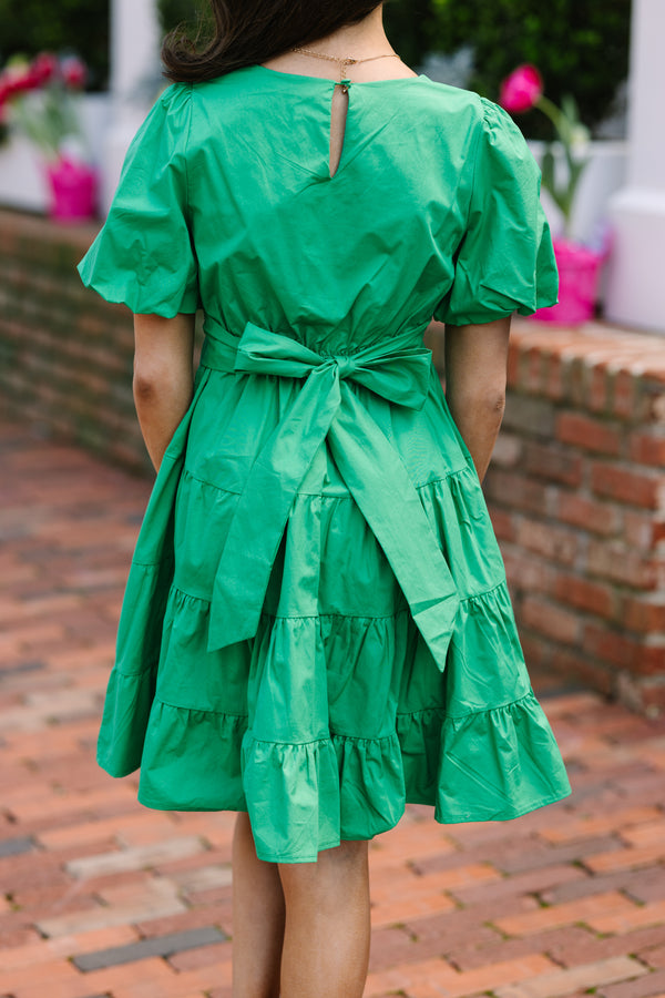 Girls: All True Green Tiered Dress