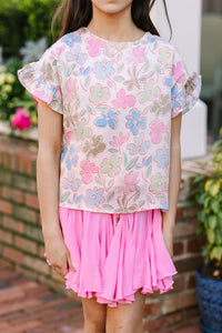 Girls: So Dreamy Blue Floral Ruffled Blouse