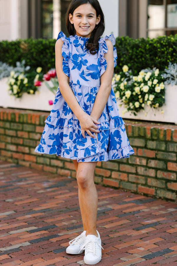 Girls: Kept Promises Perwinkle Blue Floral Babydoll Dress