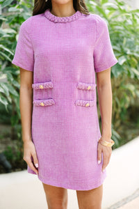 Ask You Out Lavender Purple Tweed Dress