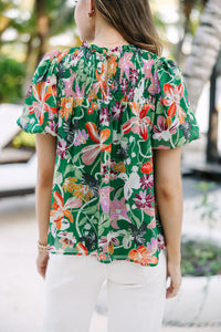 All In The Plans Green Floral Blouse
