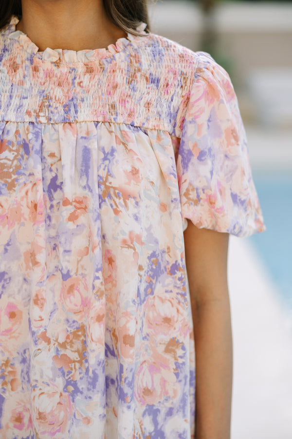 Just My Type Blush Pink Floral Blouse