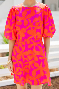 Take Your Love Fuchsia Pink Floral Dress